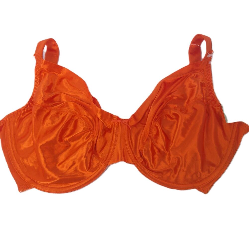 Vintage Lanique Neon Orange Satin Skin Bra Size 44DD New